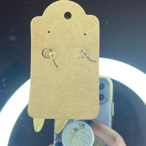 Made by Me 💛 Gold Tone Earrings with Turquoise Overlay - Picture 5 of 5